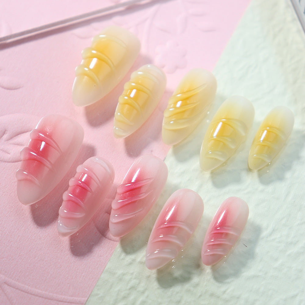 Slightly Sweet 3D  Handmade Almond  Nails  A799 - NoirNail