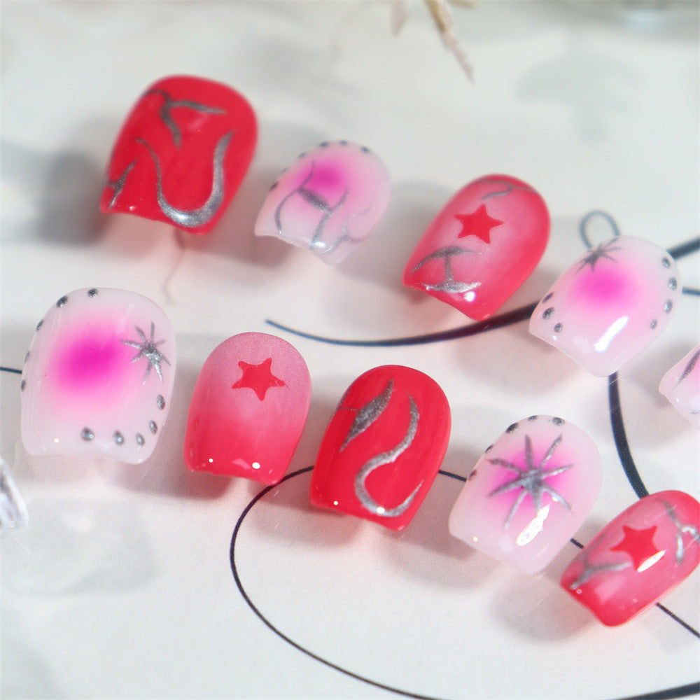 Pink Lady Y2K Handmade Square Nails A540