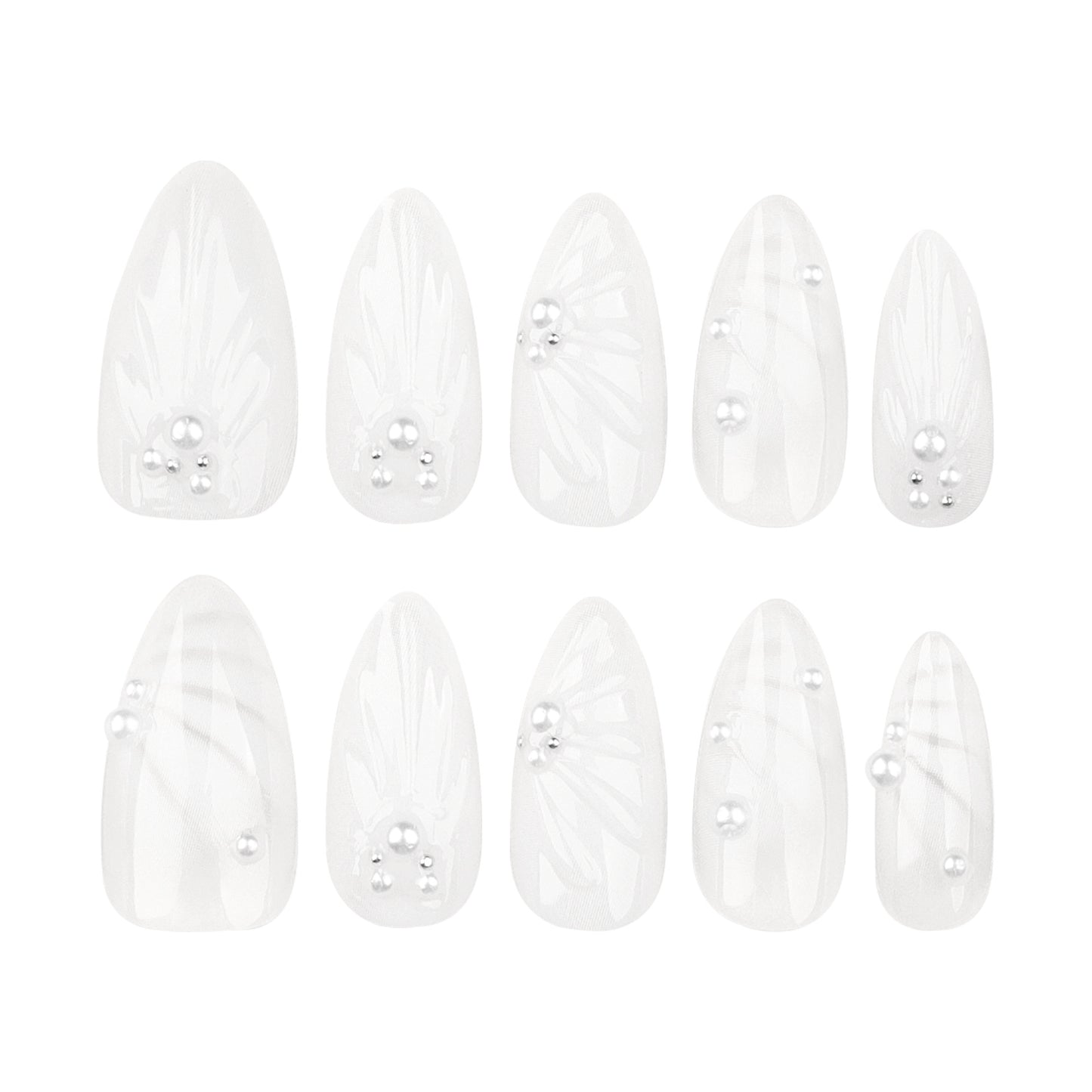 3D Shell Almond 24PCS Free Size Press on Nails JP3430