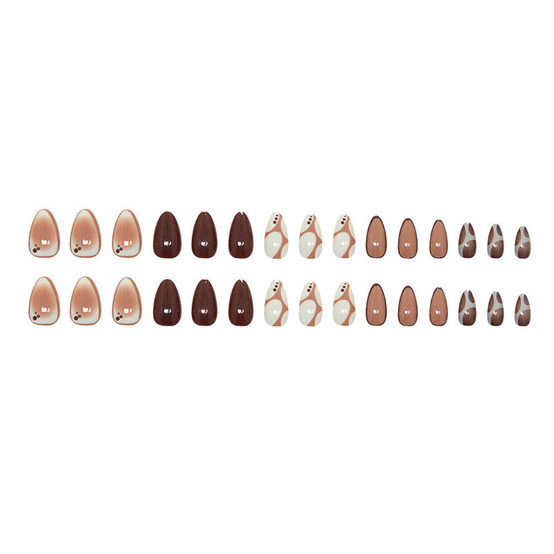 Mushroom Pattern Almond 24PCS Free Size Press on Nails W1850