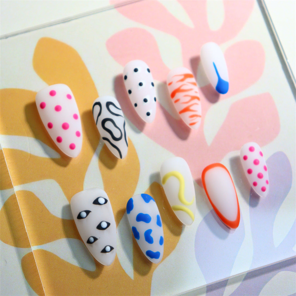 Pop Art Handmade Almond Nails  A613 - NoirNail