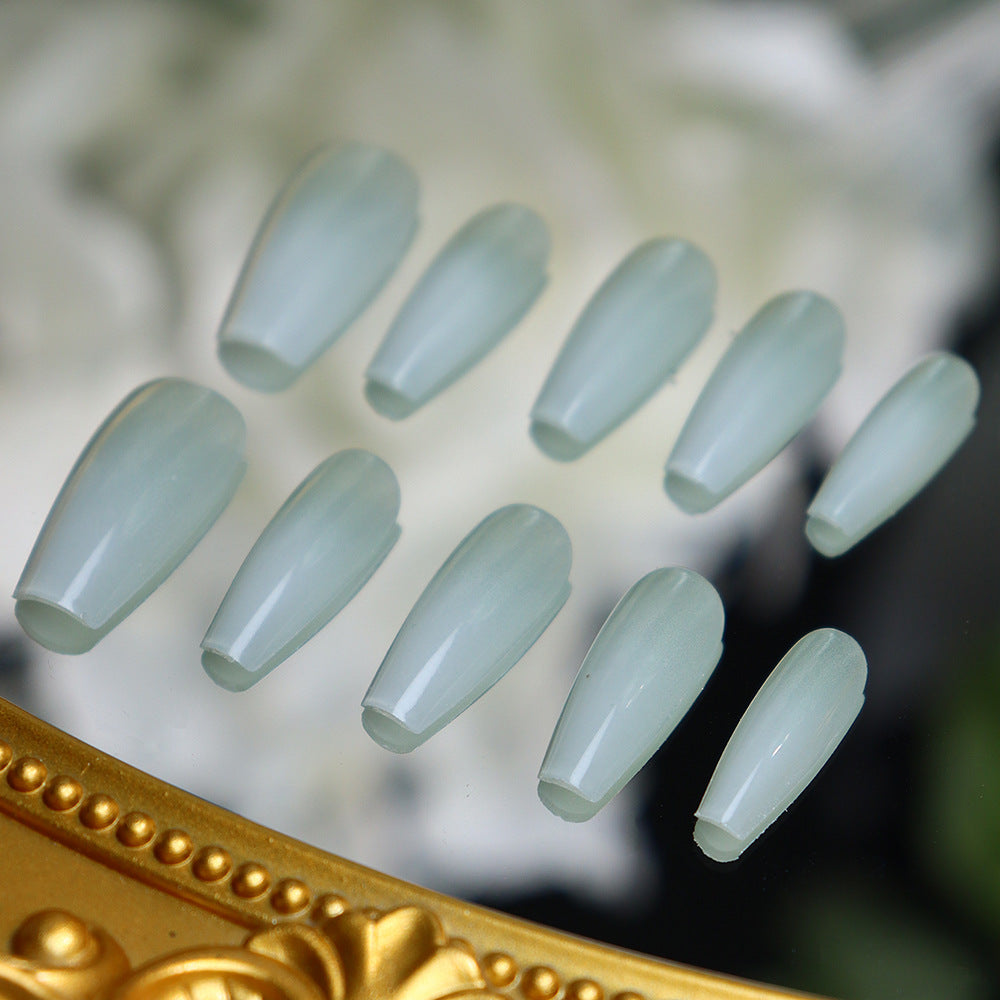 Lake Green Glass Handmade Coffin  Nails A71 - NoirNail