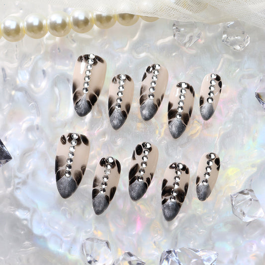 Black Myth Handmade Almond Press On Nails A729