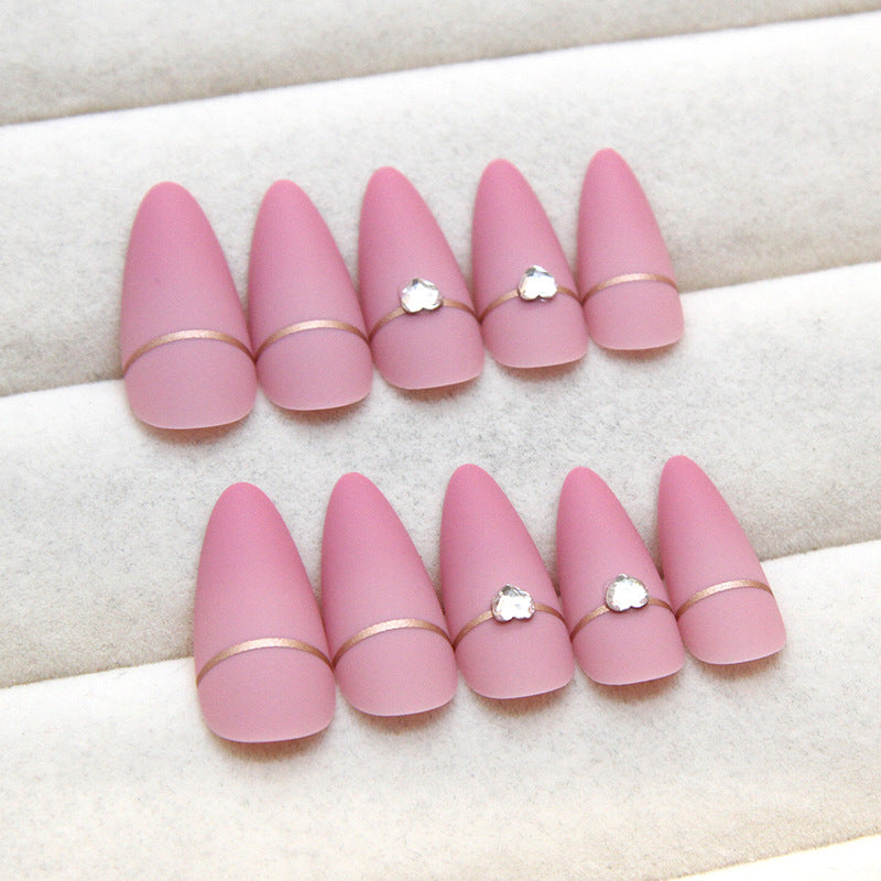 Classic Solid Color Almond 24PCS Free Size Press on Nails Z968