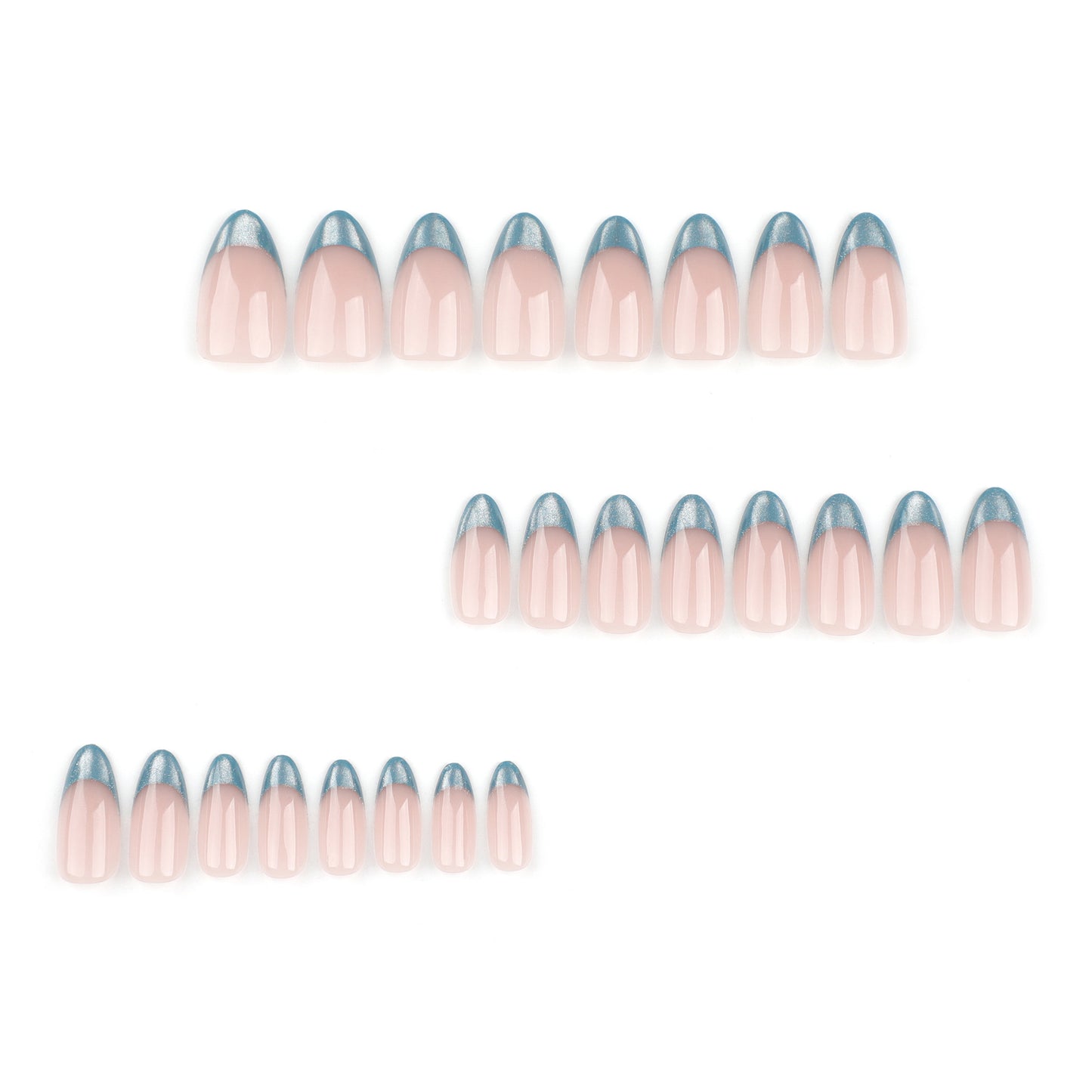 Peppermint Mambo Classic French Tip Almond 24PCS Free Size Press on Nails JP3292