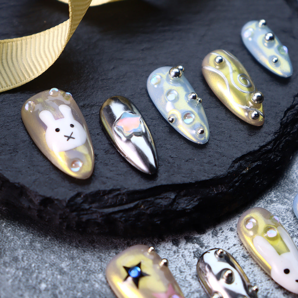 Thanksgiving Bunny Handmade Almond Nails A970