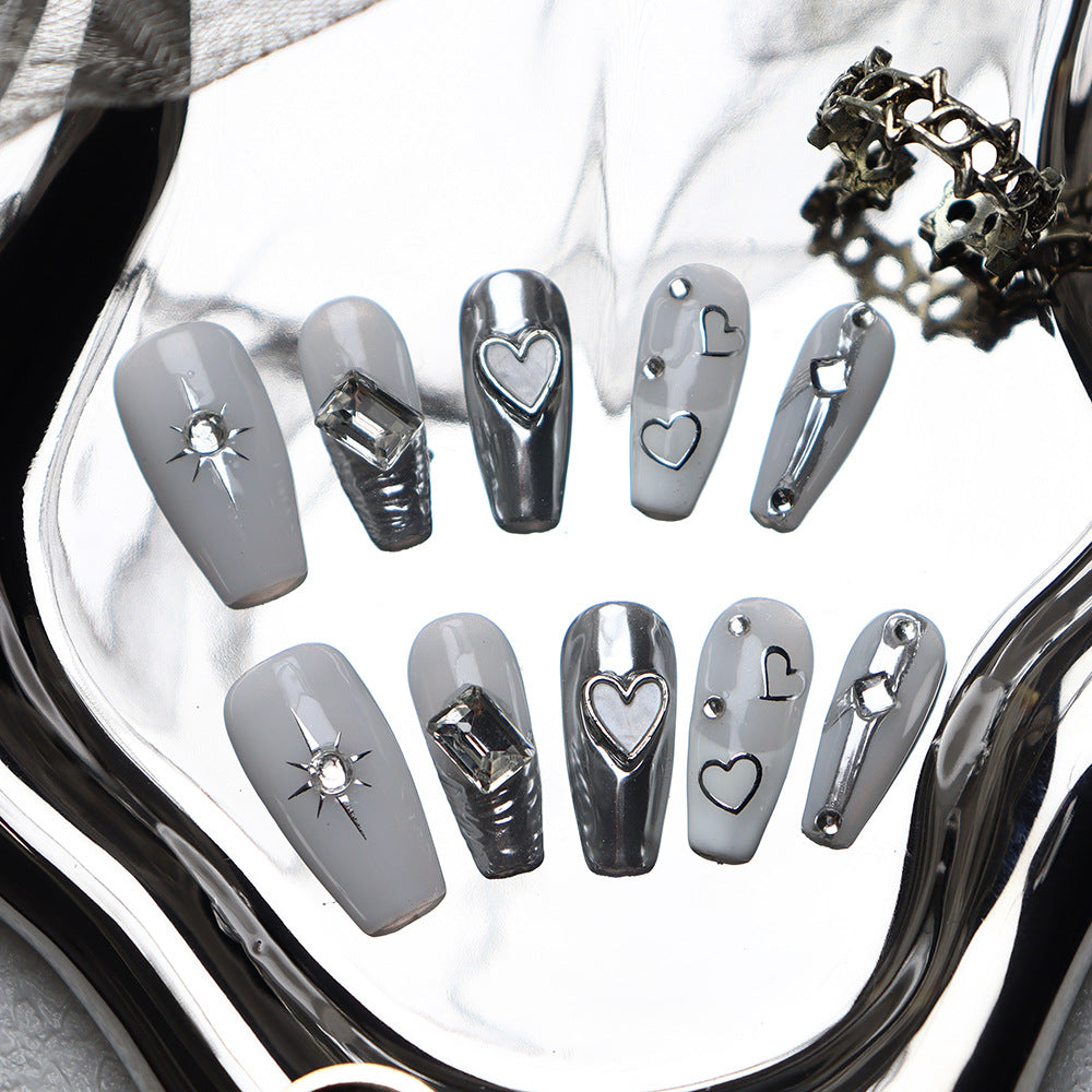 Heartbeat Valentine's Day Handmade Coffin Press On Nails A580