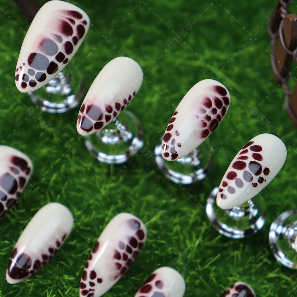 Brown Tortoise Handmade Almond Press On Nails A1198