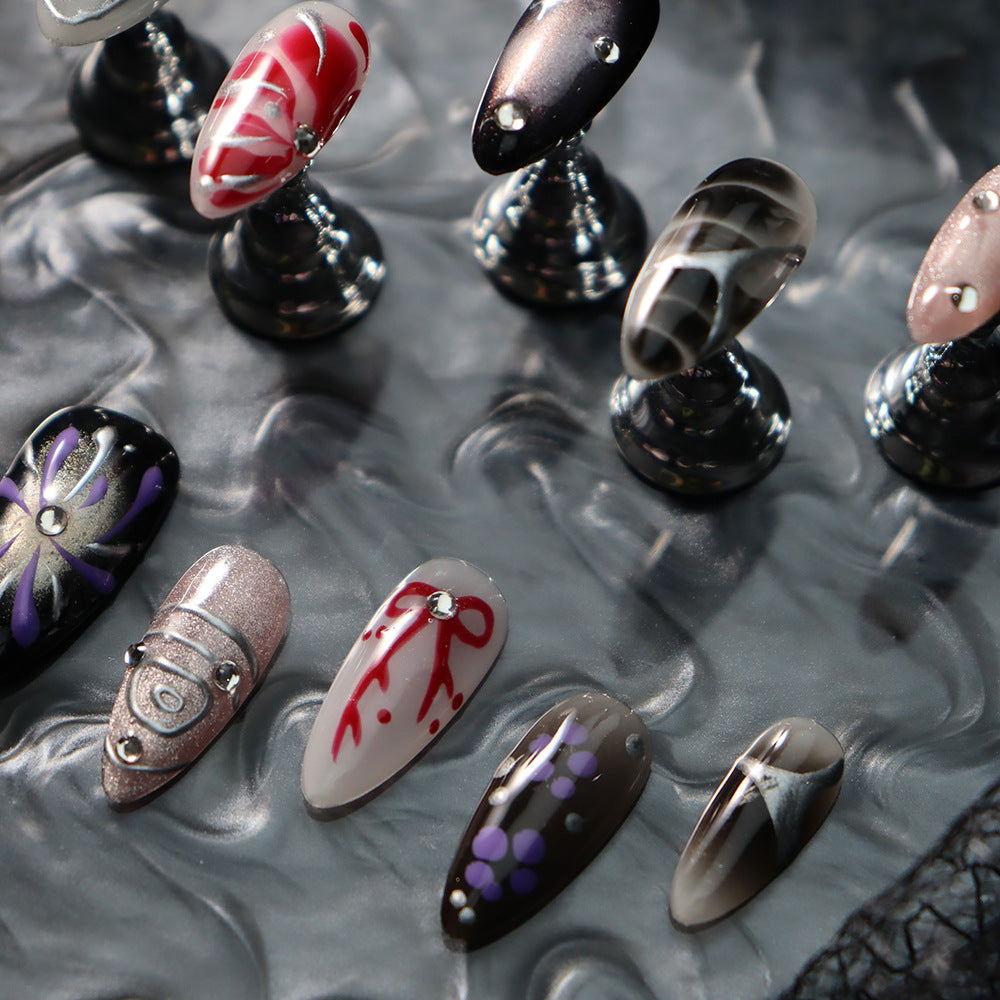 Ongles en amande faits main Thunderbolt Vortex Y2k A1013