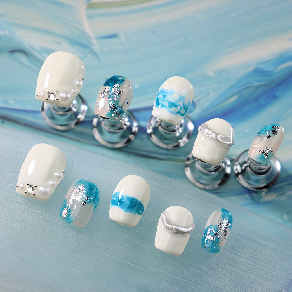 Calm waves  Handmade Square Nails A690