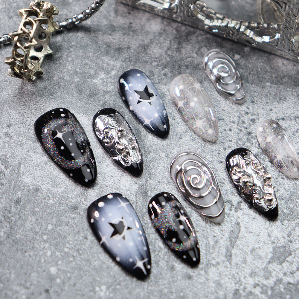 Star Magic Handmade Almond  Nails A914 - NoirNail