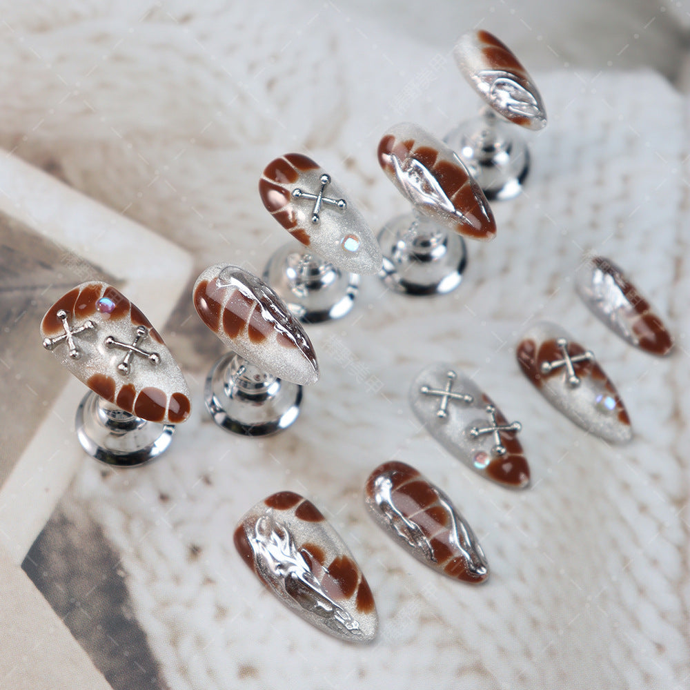 Maillard Y2K Cool Girl  Handmade Almond Nails A1081