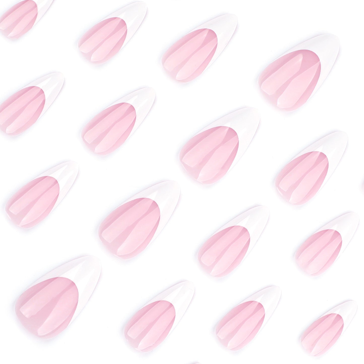 White Classic French Tip Almond 24PCS Free Size Press on Nails JP3667