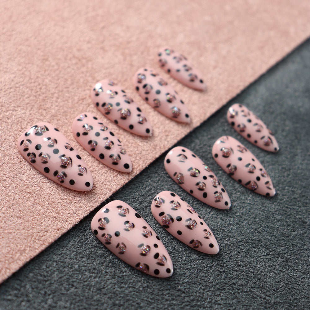 Sweetheart Leopard  Y2K Handmade Almond Nails  A607 - NoirNail