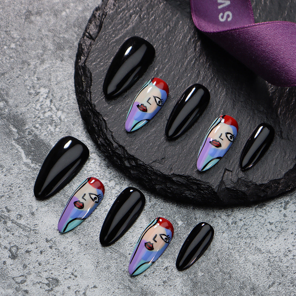 Picasso Abstract Art Handmade Almond Press On Nails A678