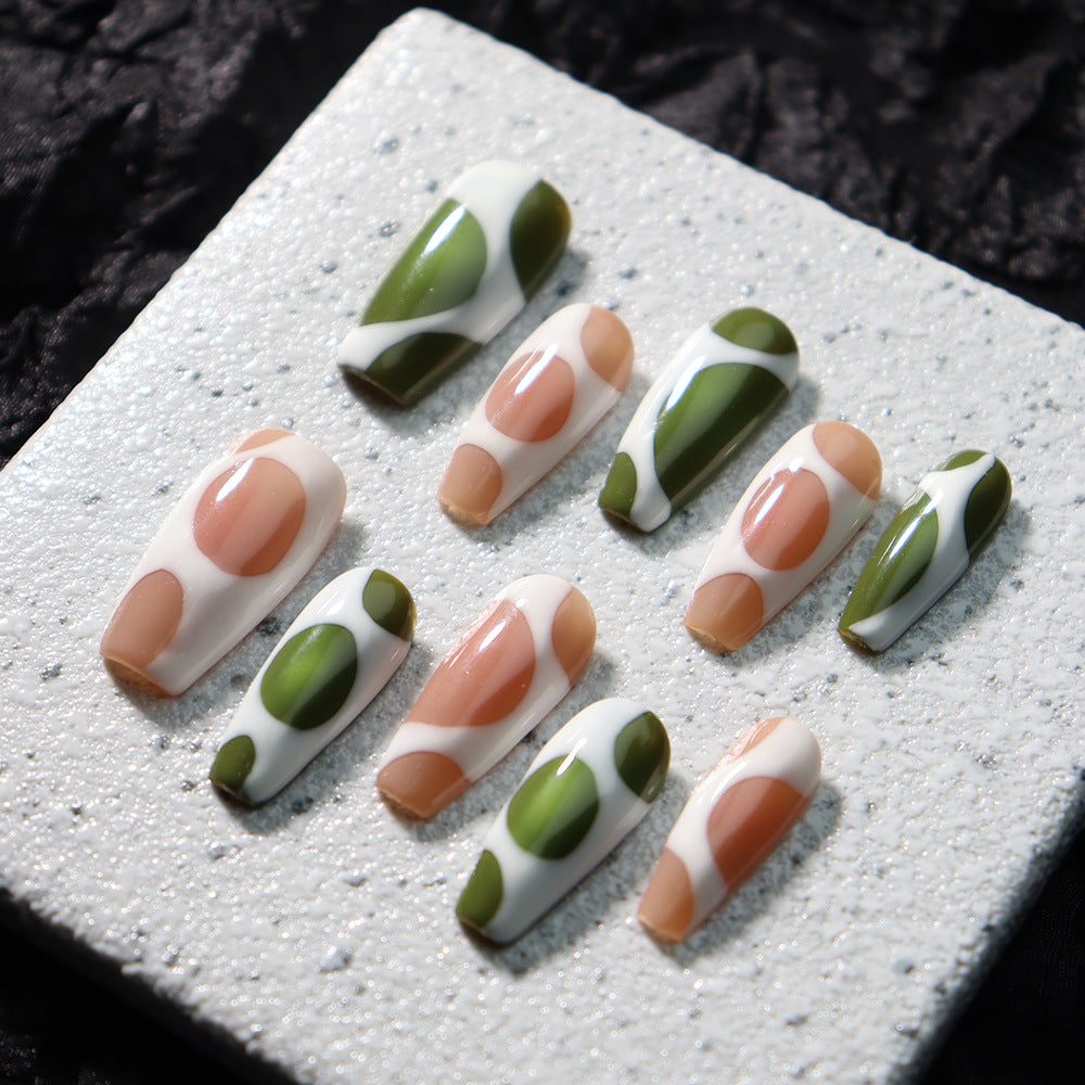 Creamy Cantaloupe Handmade Coffin  Nails  A701 - NoirNail