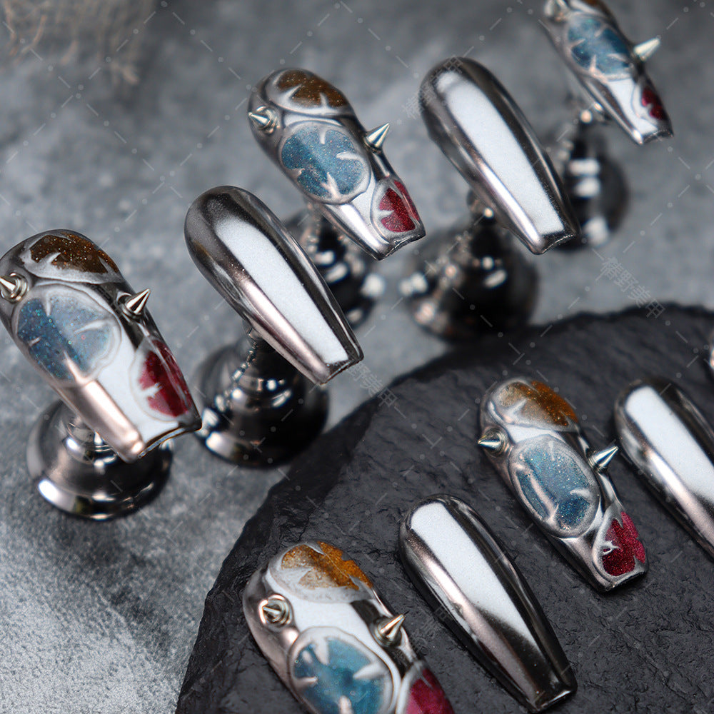 Rock Hera Y2K Futuristic Handmade Coffin Press On Nails A599