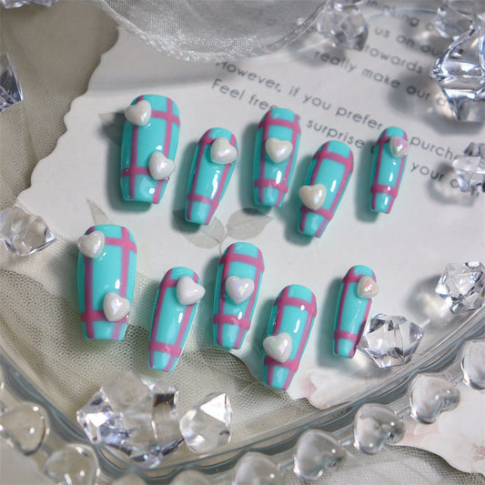 Mint Marshmallows 3D Handmade Coffin Nails  A595 - NoirNail