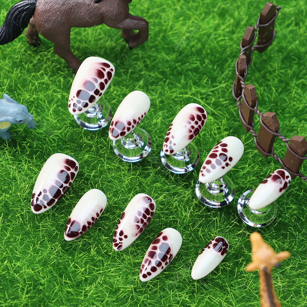 Brown Tortoise Handmade Almond Press On Nails A1198