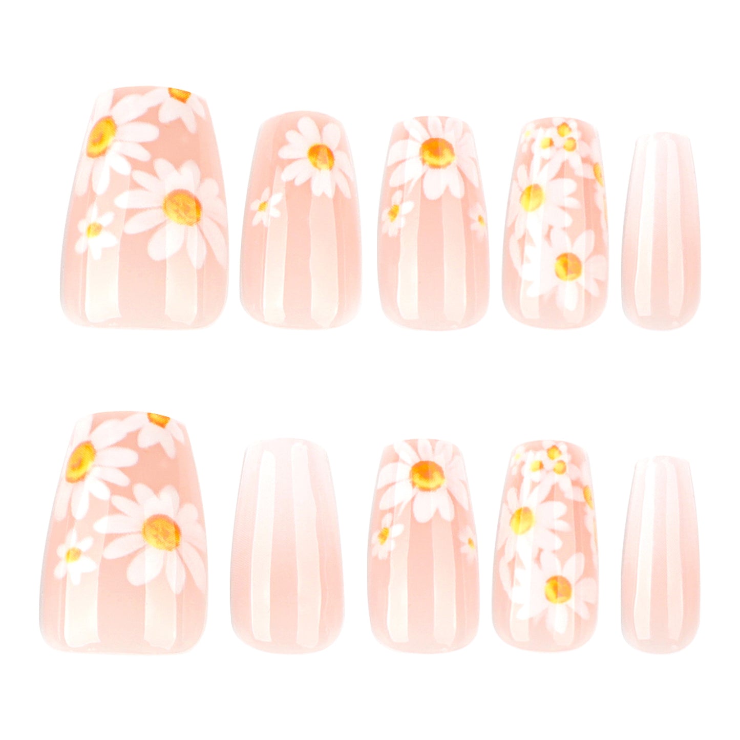 Daisy Almond 24PCS Free Size Press on Nails JP3868