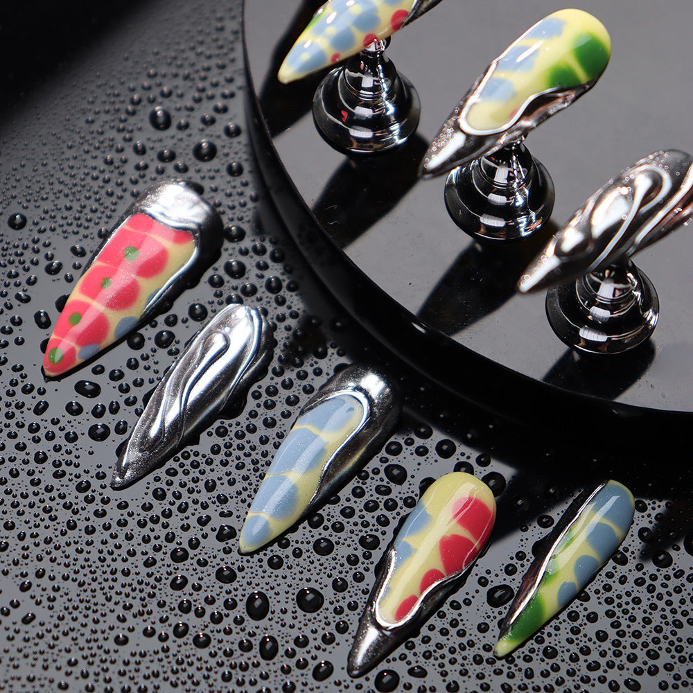 Punk Crocodile Pattern Handmade Stiletto Press On Nails A858