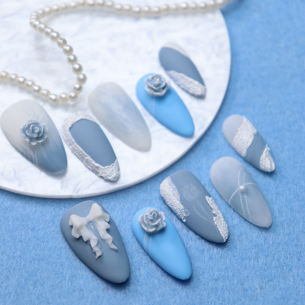 Miss CoCo Glacier Rose Handmade Almond Press on Nails A541