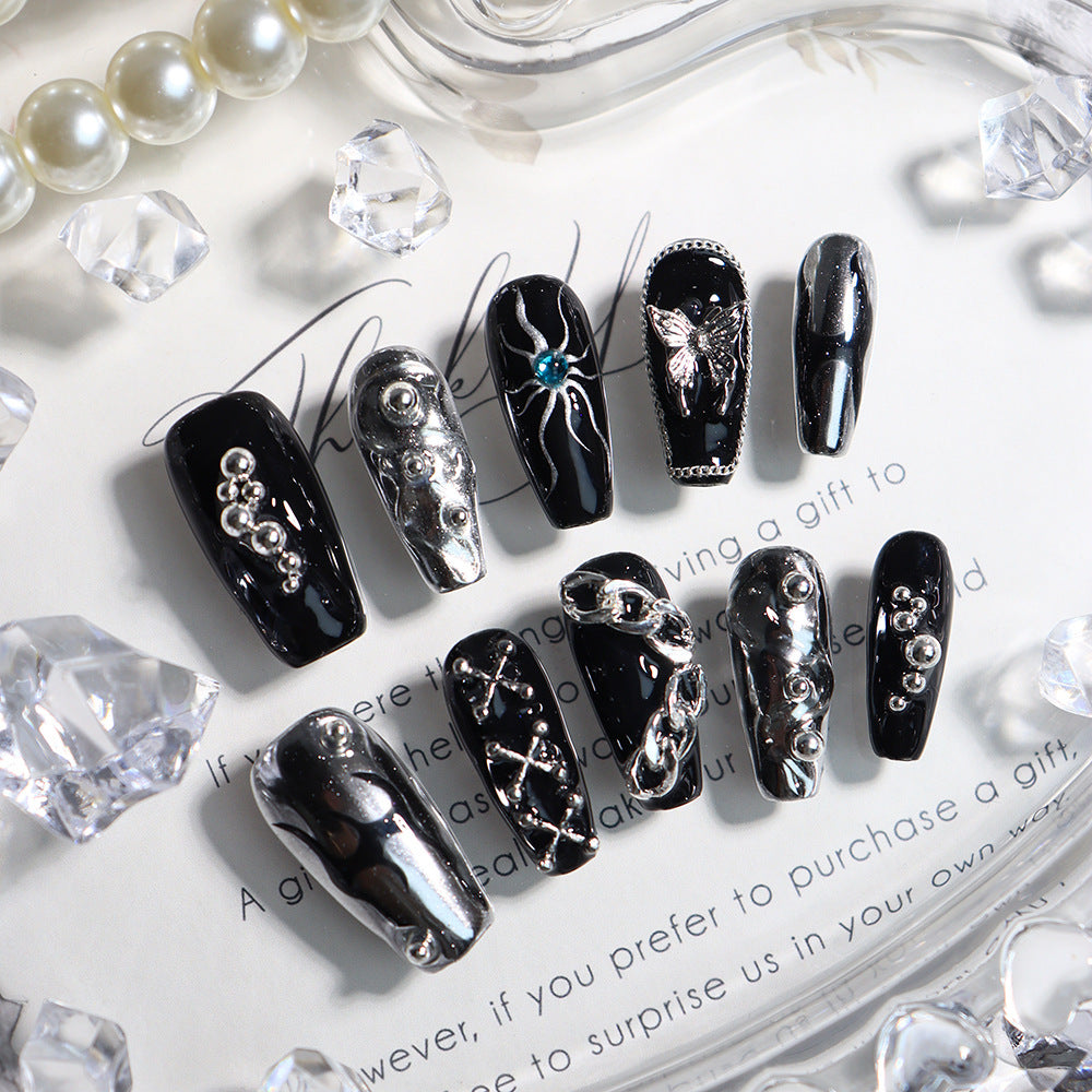 Flame Sun God Y2K Handmade Coffin Press on Nails A558