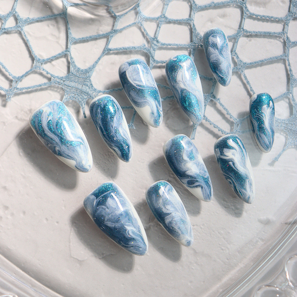 Kraken  Handmade Almond  Nails A621 - NoirNail