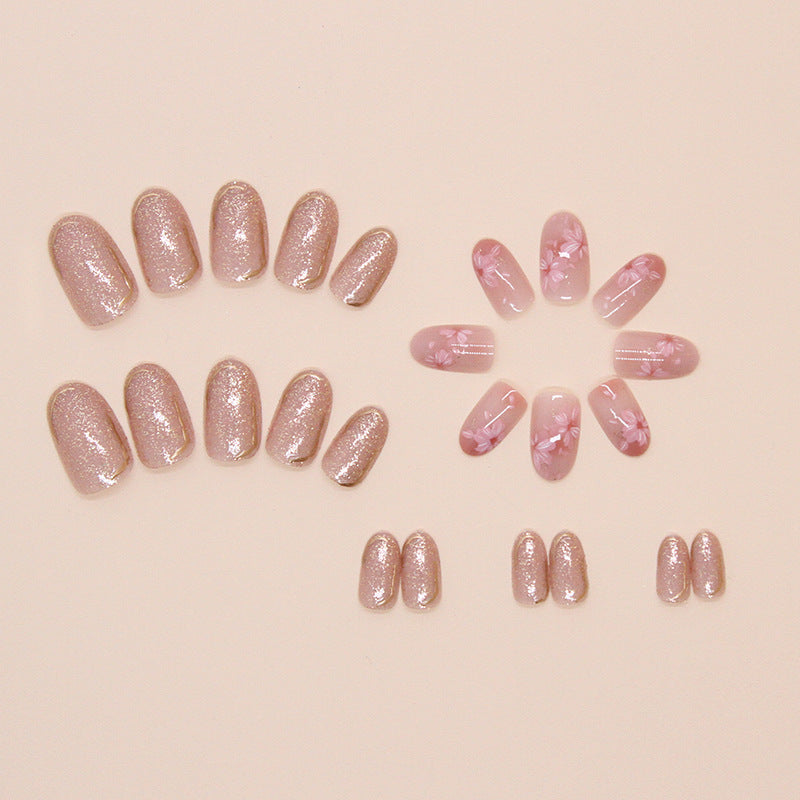 Peach Blossom Almond 24PCS Free Size Press on Nails W1739