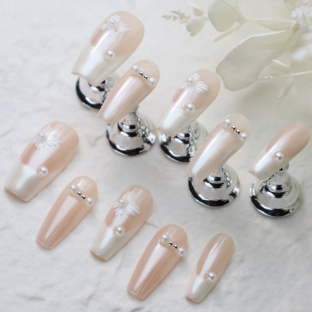 Madame X French tip Handmade Coffin Press On Nails A725