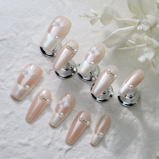 Madame X French tip Handmade Coffin Press On Nails A725