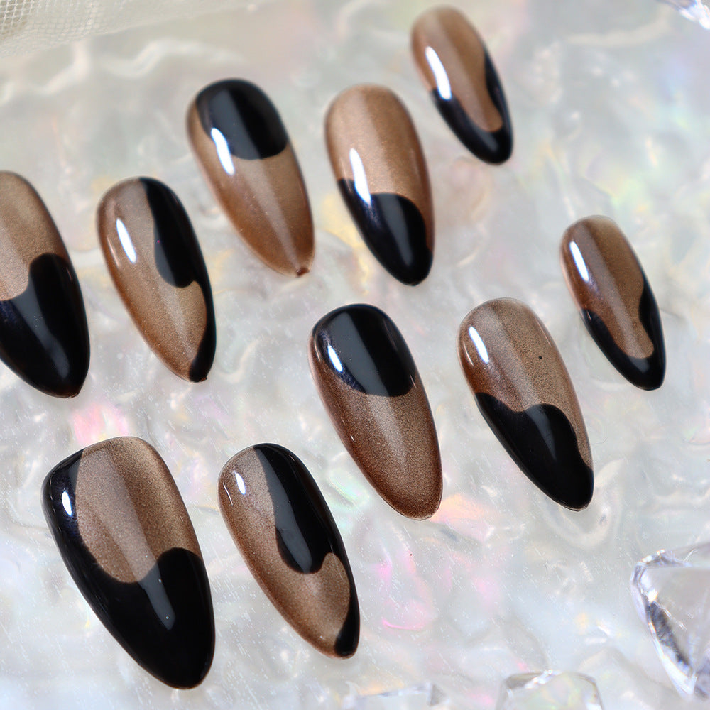 Mocha Coffee Handmade Almond  Nails  A648 - NoirNail