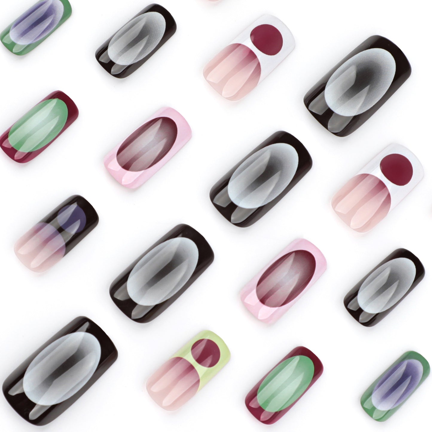 Gradient Blending Square 24PCS Free Size Press on Nails JP3478