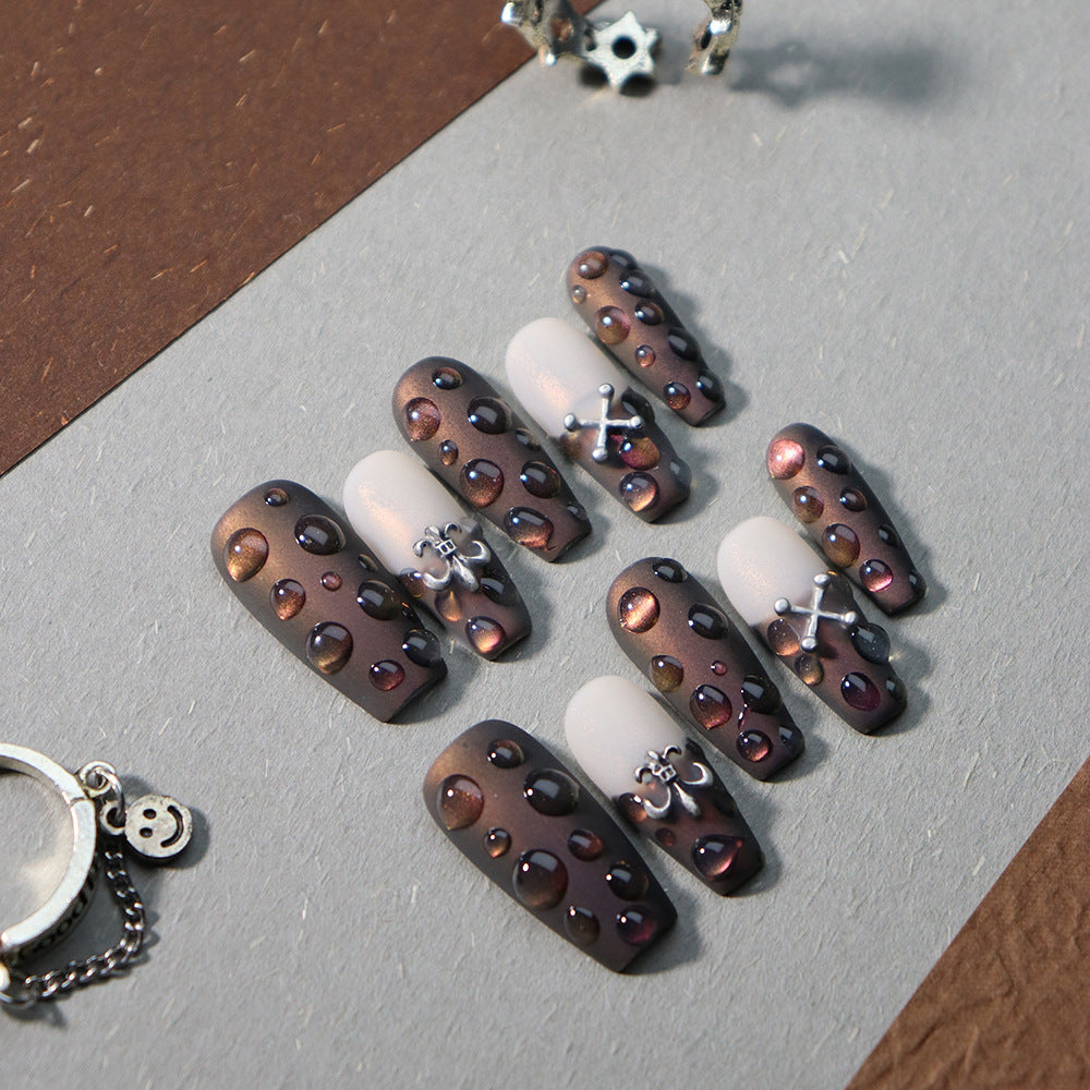 Vulture  French Tip Handmade Coffin Nails A480 - NoirNail