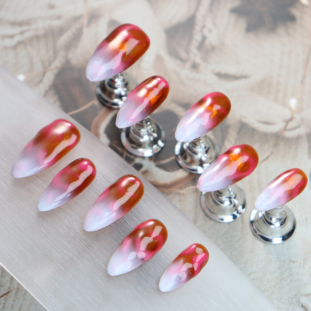 APT Night Light Handmade Almond Press on Nails  A1045