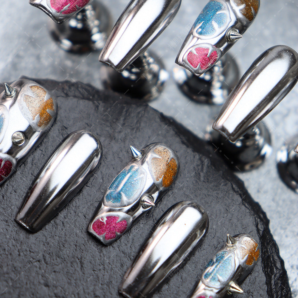 Rock Hera Y2K Futuristic Handmade Coffin Press On Nails A599