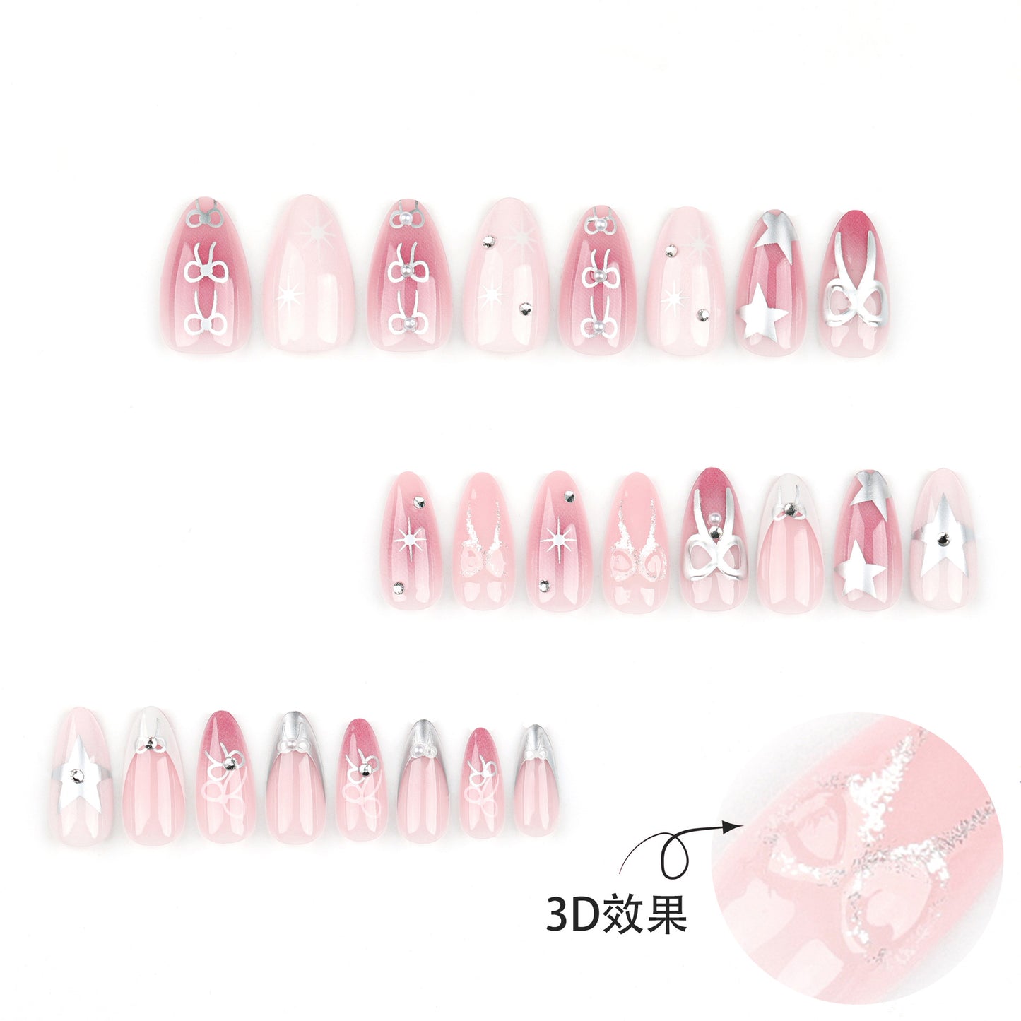 Star Stories Almond 24PCS Free Size Press on Nails JP3223