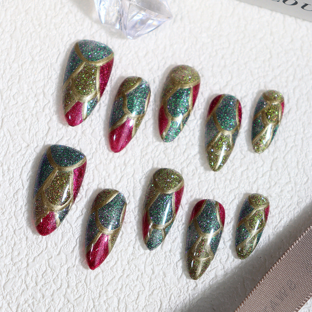 Dragon Scale Handmade Almond Press On Nails A591
