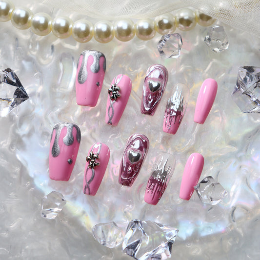 Sailor Moon French Tip Y2K  Handmade Coffin  Nails  A572 - NoirNail
