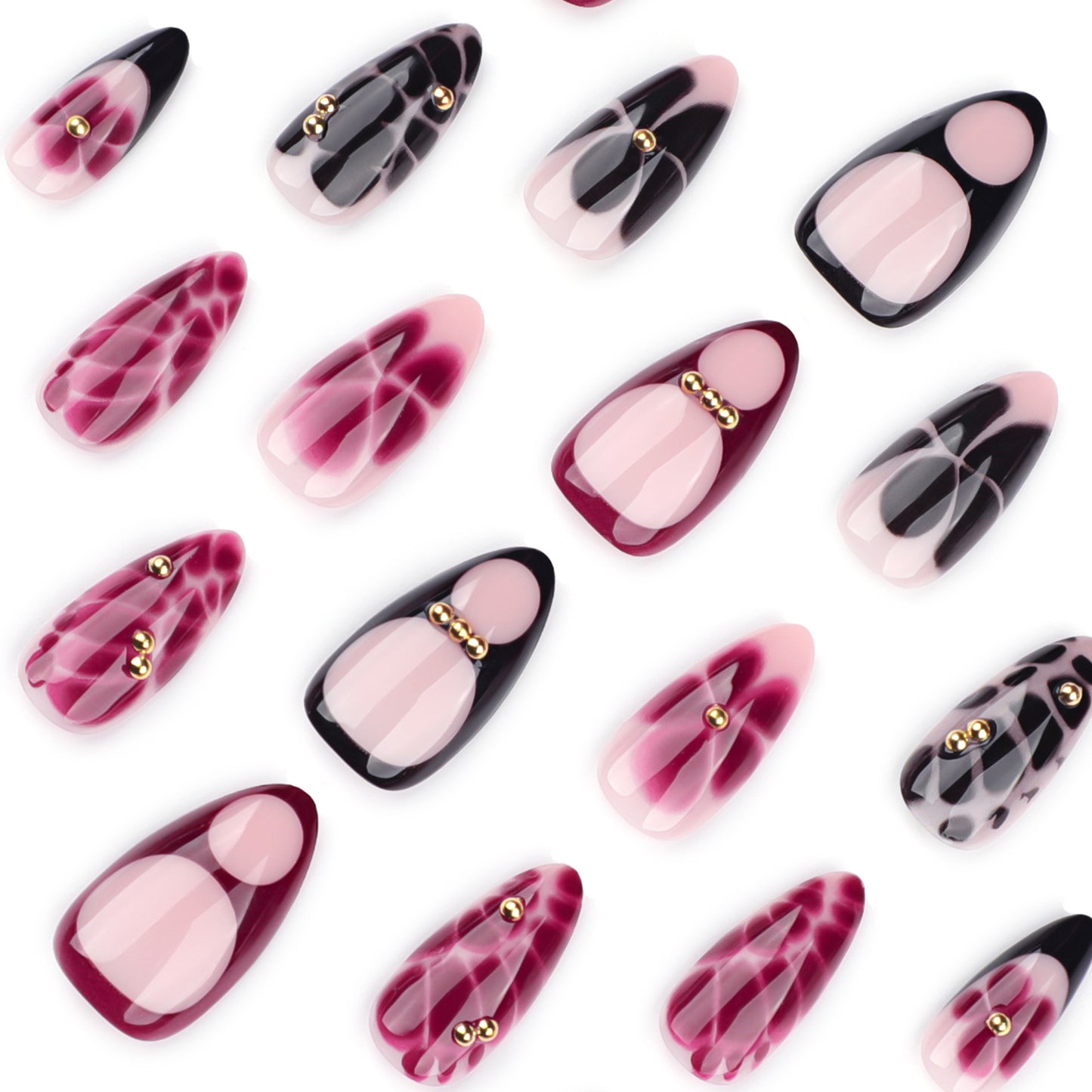 Y2K Blooming Flowers Almond 24PCS Free Size Press on Nails JP3696