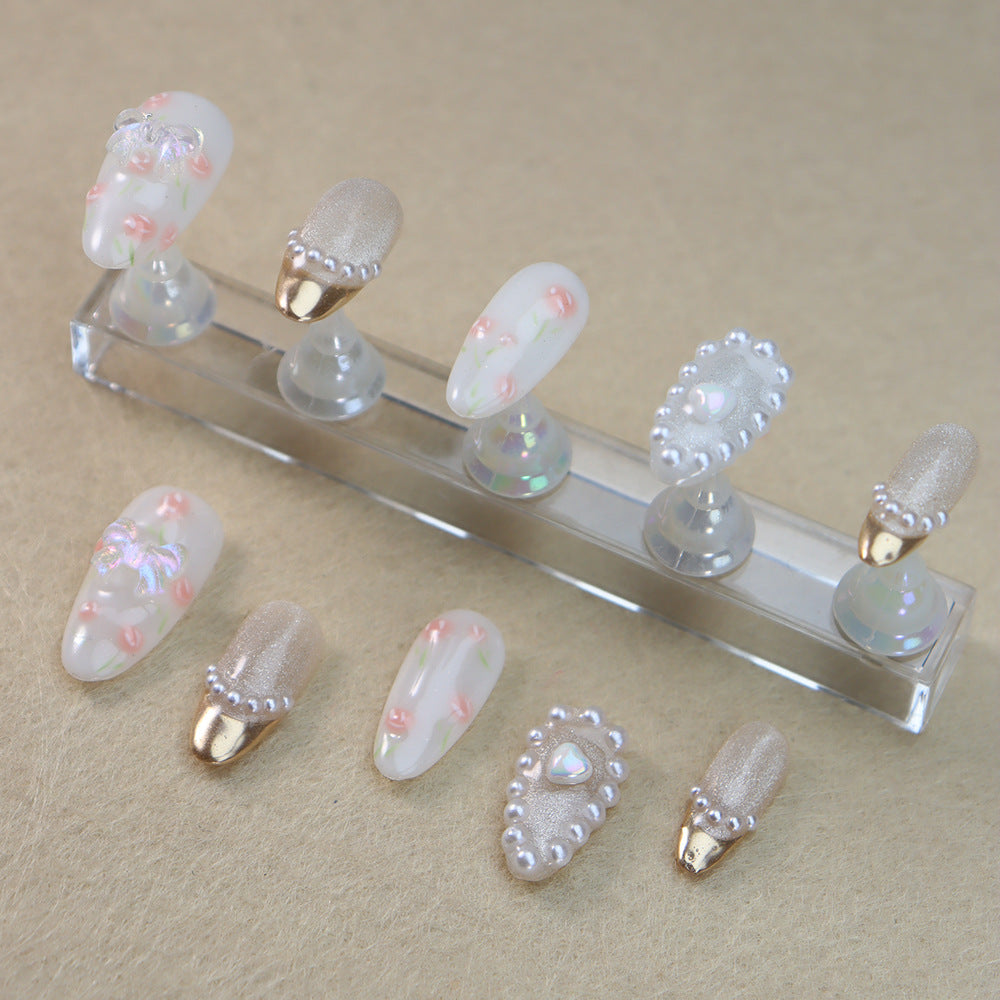The Princess Diaries French Tip Handmade Almond Nails A978