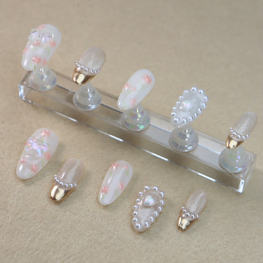 The Princess Diaries French Tip Handmade Almond Nails A978