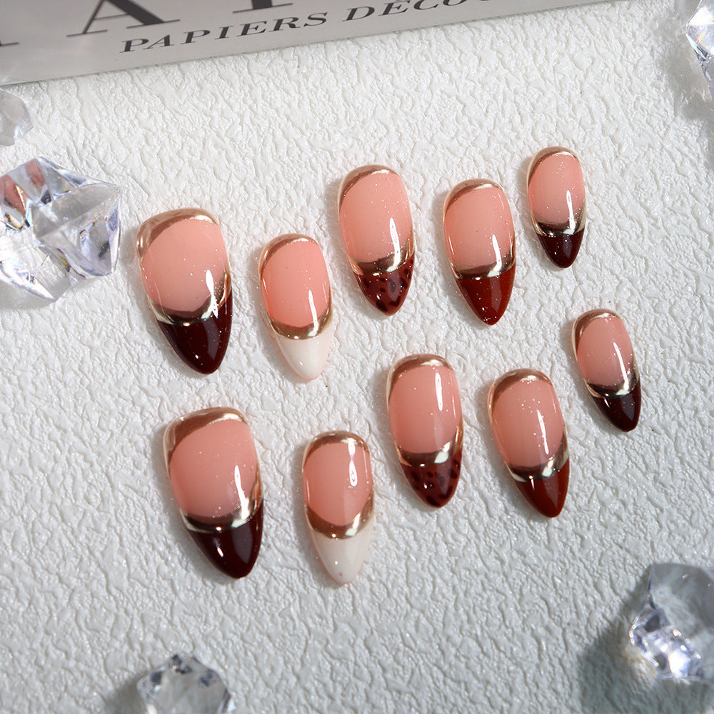 Maillard French Tip Handmade Almond Press On Nails Almond A618