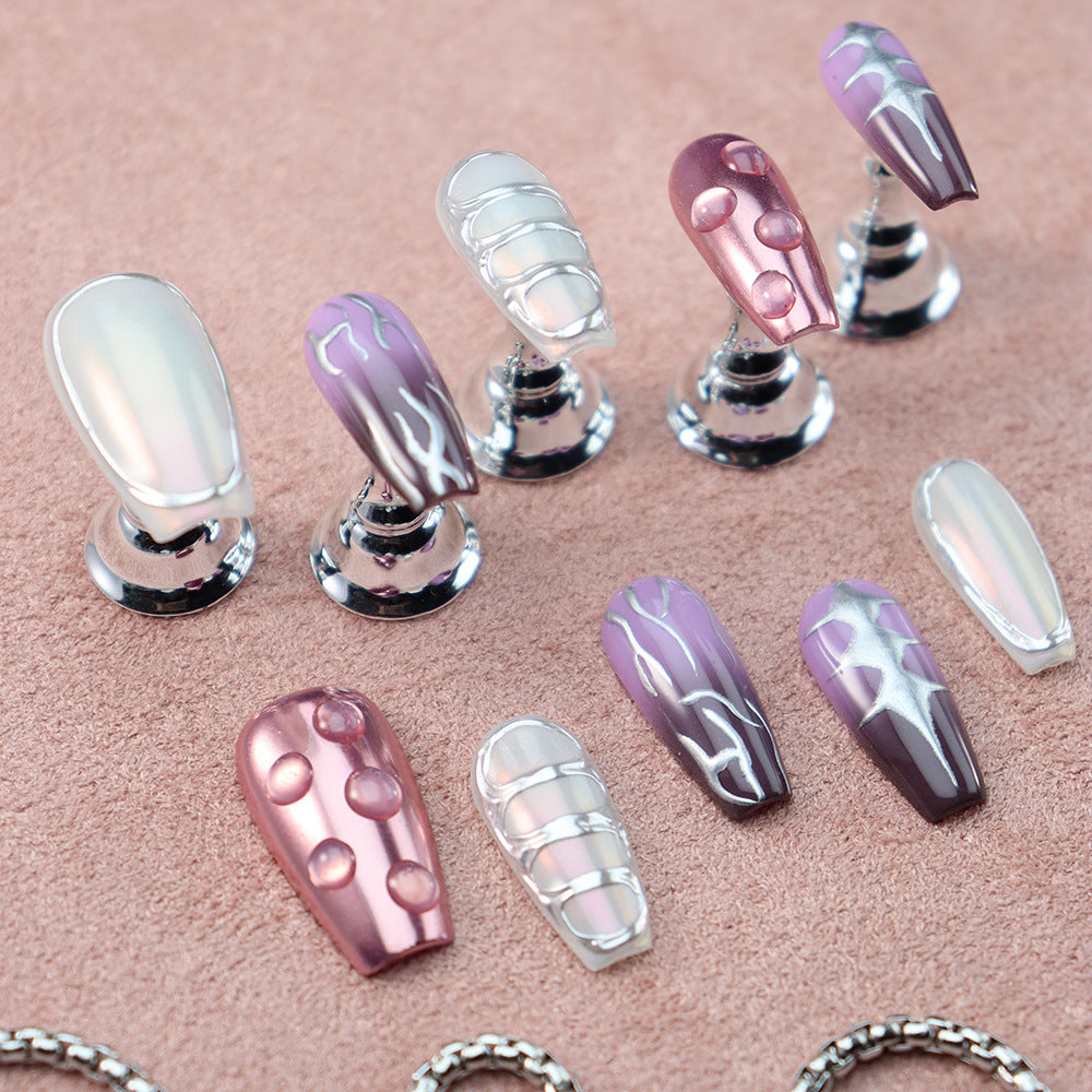 Pink Panther Y2K Handmade Coffin  Nails A542 - NoirNail