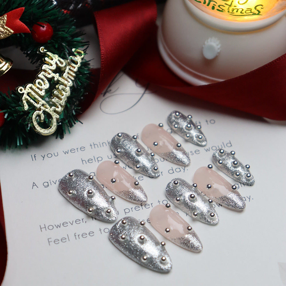 Christmas Bells Handmade Almond Press on Nails A841