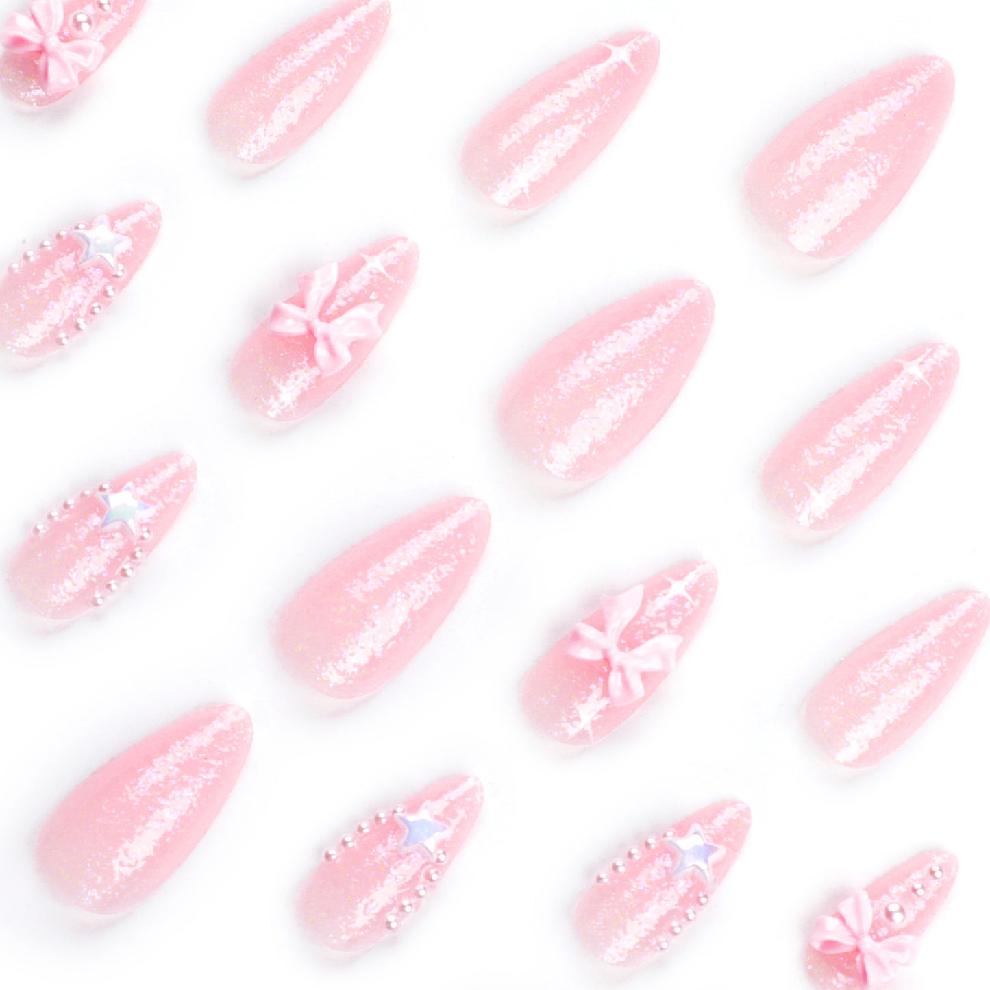 Sailor Moon French Tip Almond 24PCS Free Size Press on Nails JP2948