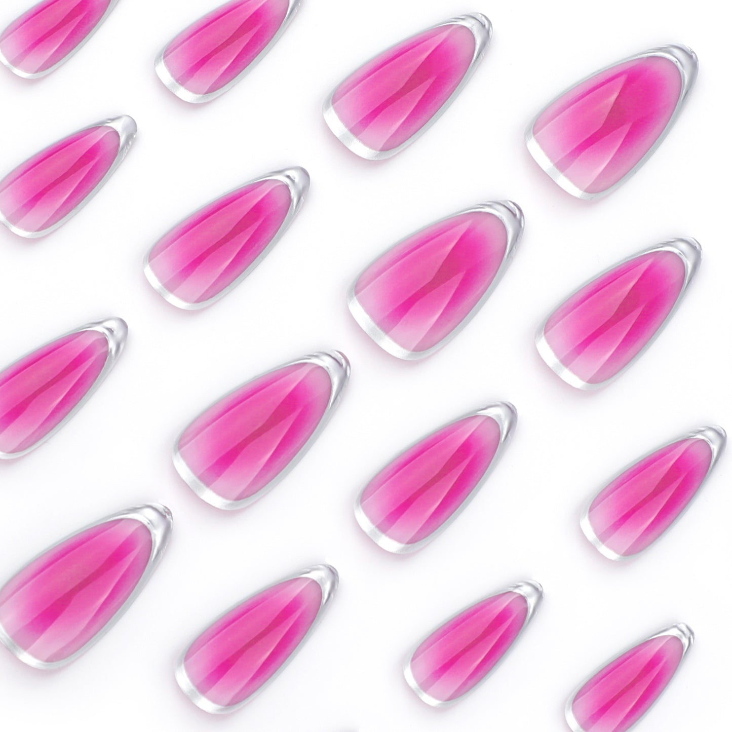 Metallic blush Almond 24PCS Free Size Press on Nails JP3565