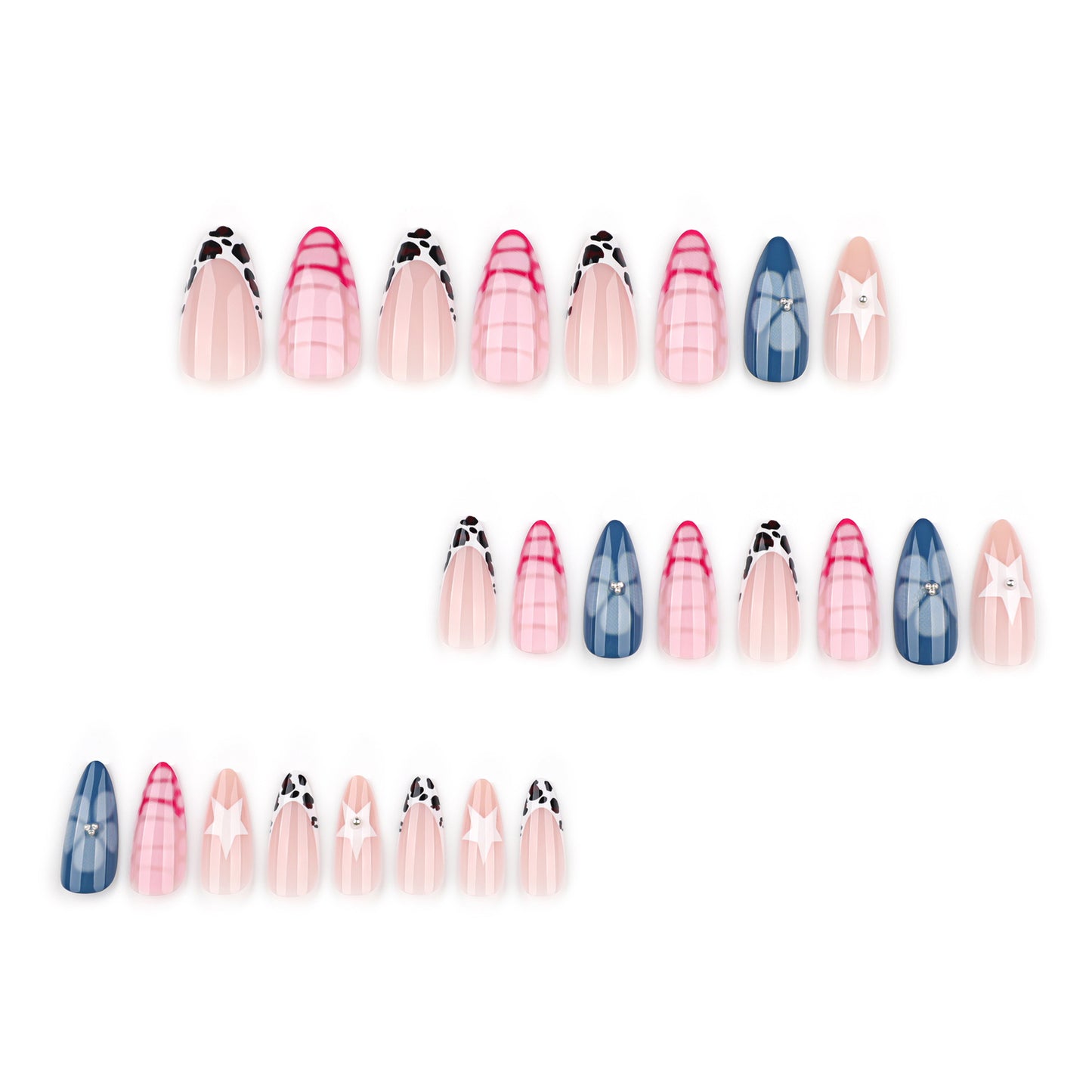 Crocodile Pattern Almond 24PCS Free Size Press on Nails JP3968