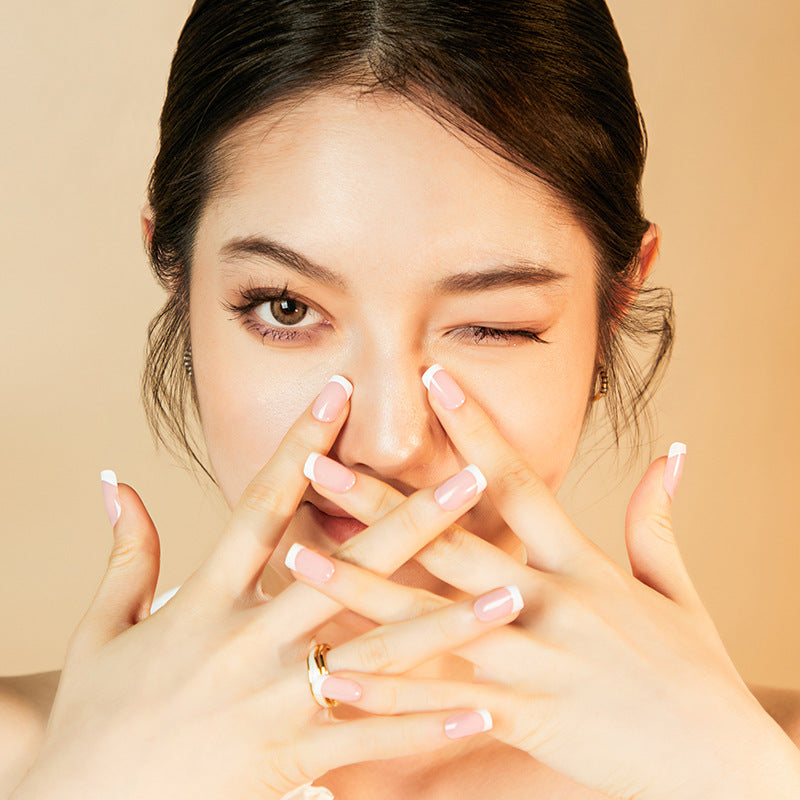 Classic French Tip Square 30PCS Free Size Press on Nails ZG031