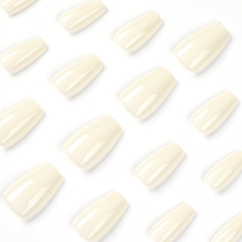 Classic Cream Coffin 24PCS Free Size Nails JP2071 - NoirNail